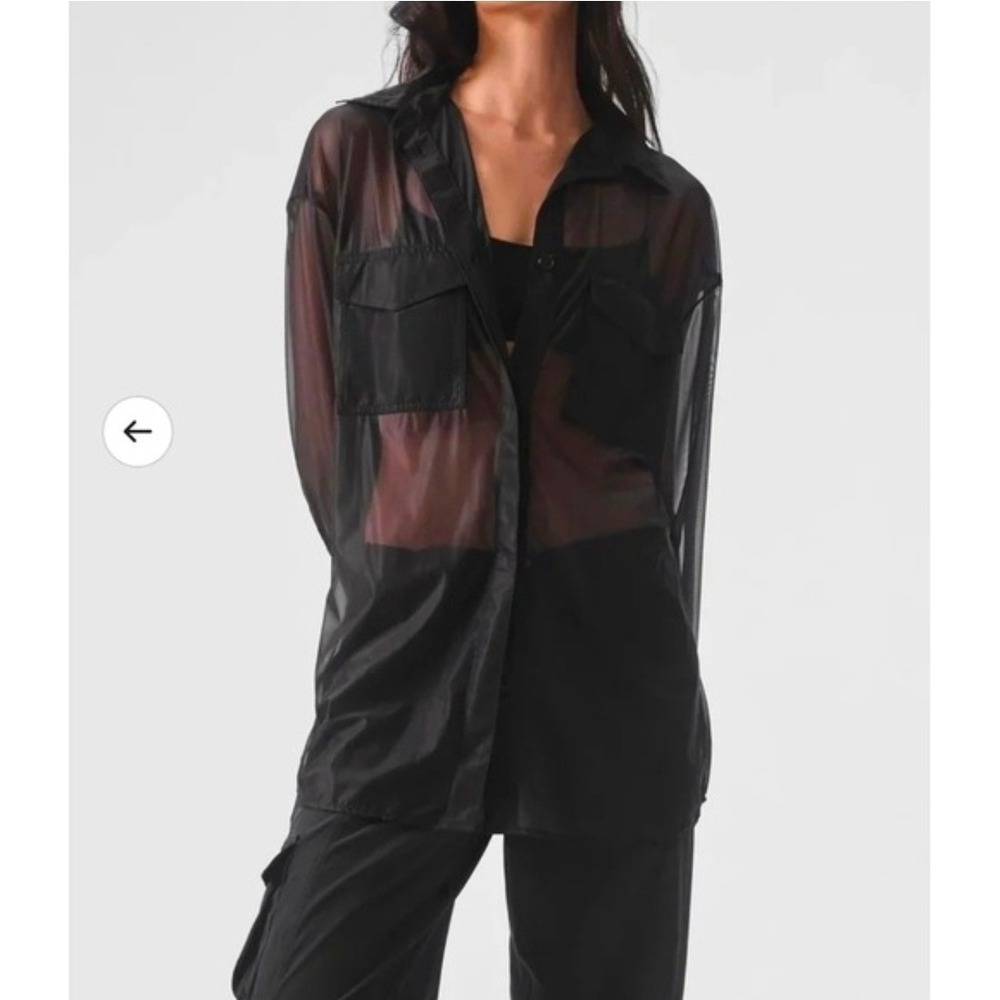 Alo Yoga UNISEX Sheer Mesh Button Down Utility Atheleisure Streetfashion